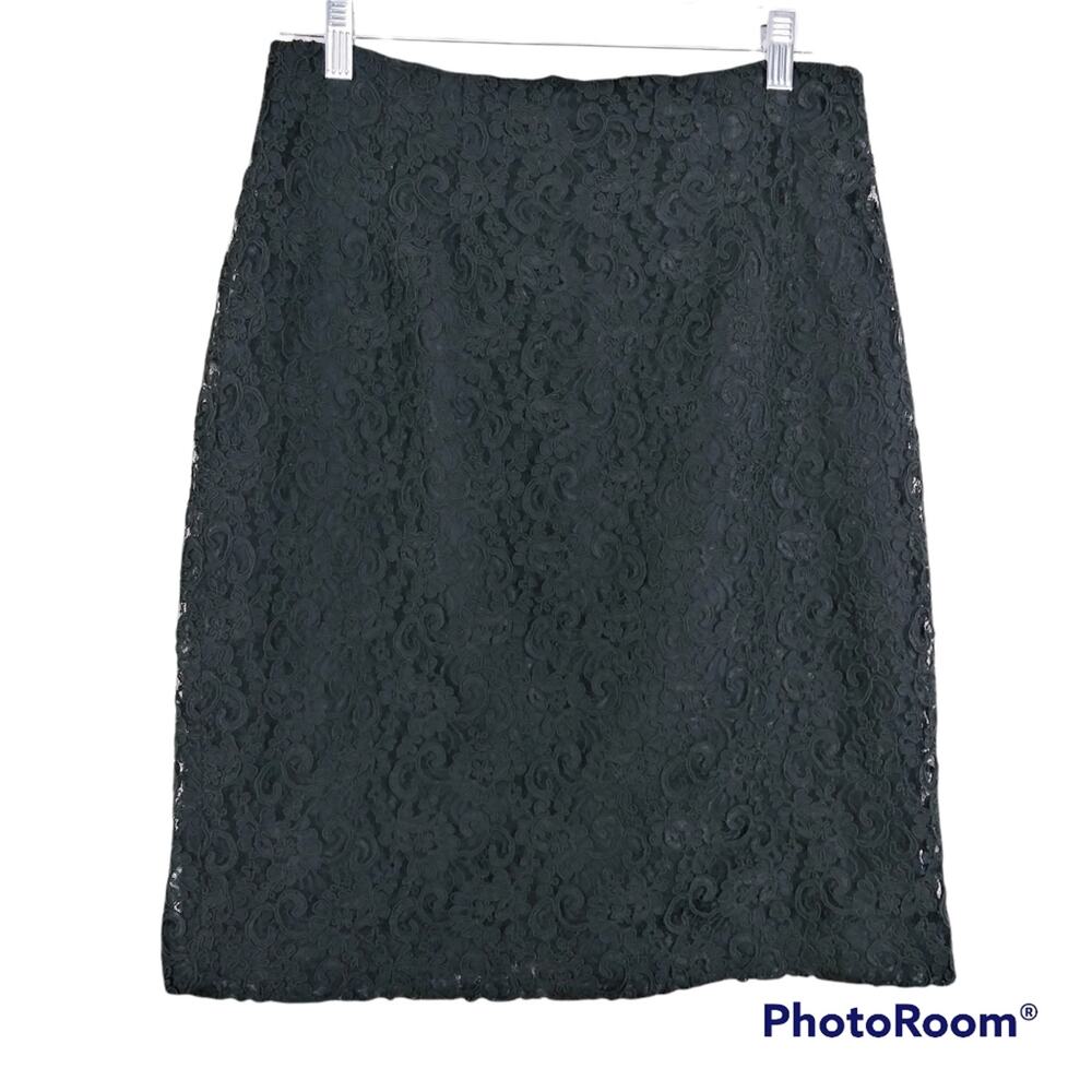 J Mclaughlin For Sanyo Black Lace Overlay Pencil Skirt 12